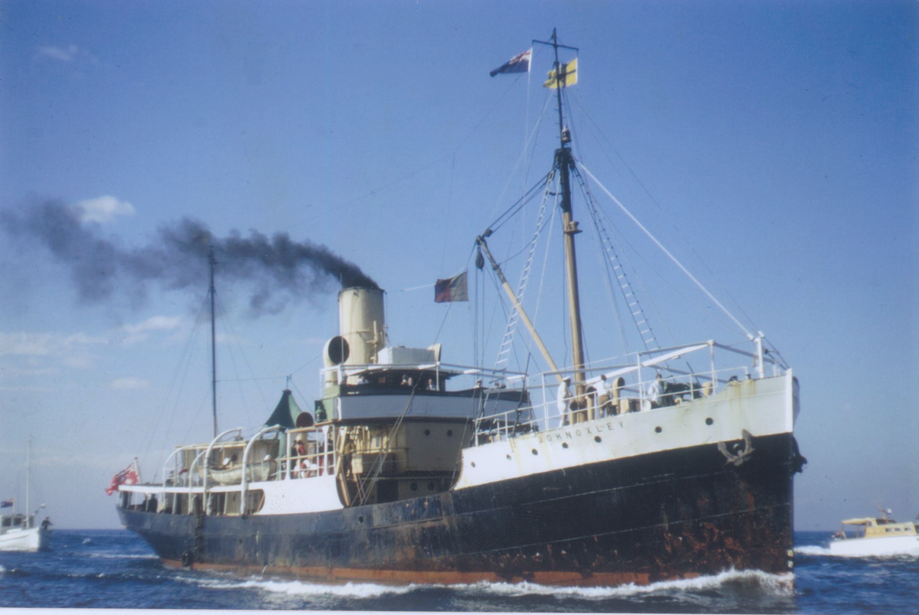 Pilot Vessel & Buoy-Tender JOHN OXLEY, built Scotland 1927 for Queensland Government, seen arriving in Sydney on her delivery voyage to the Fleet in 1970 (photograph J Bennett) JO1970ArrivalJBennett